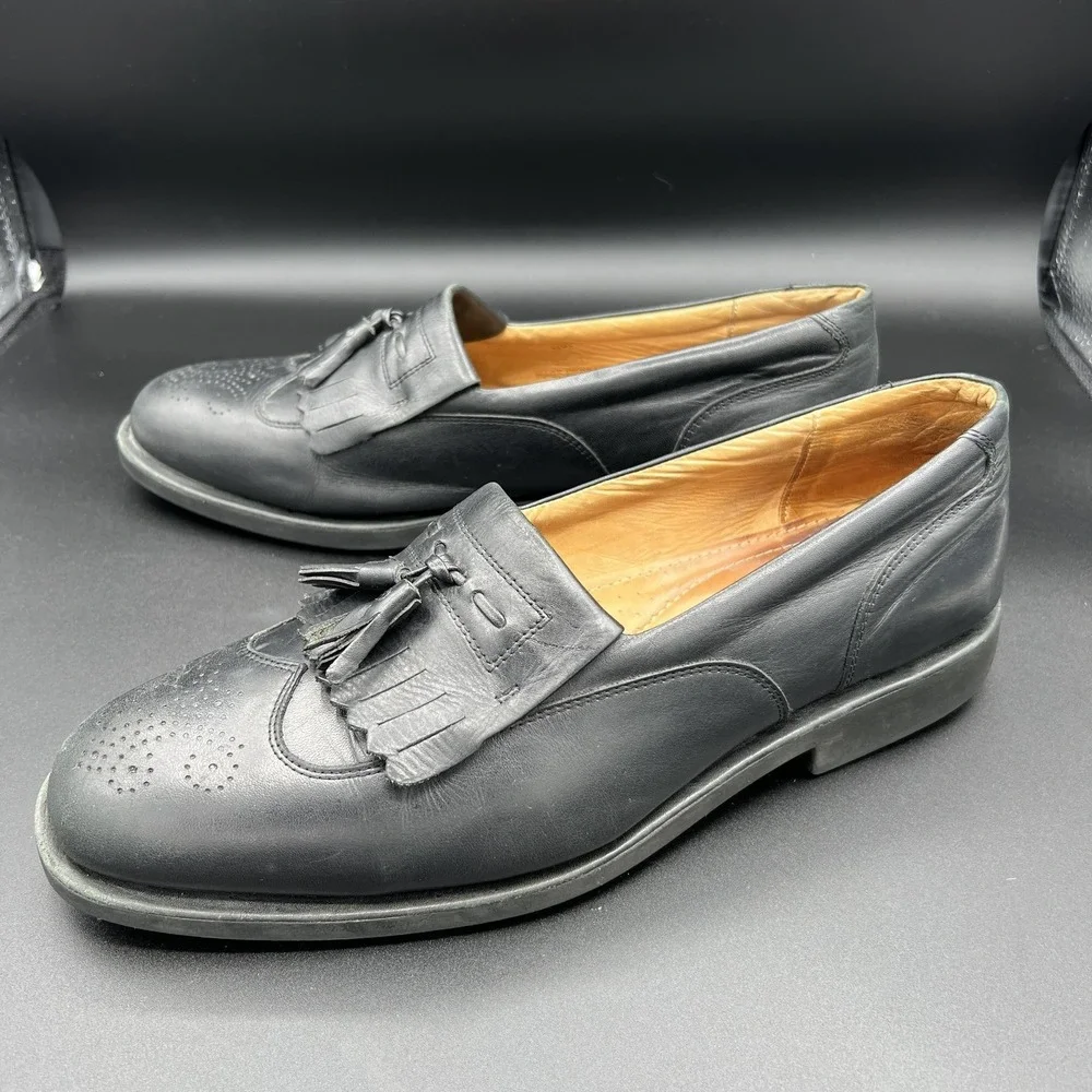 Sandro Moscoloni Shoes Mens Size 11 D JJ Black‎ Vineyard Tassel Loafers Leather